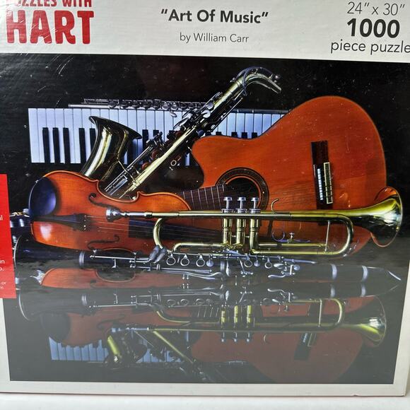 NEW Hart Puzzles Art Of Music William Carr 1000 Piece Puzzle 24x30 Trumpet Piano - Picture 2 of 6